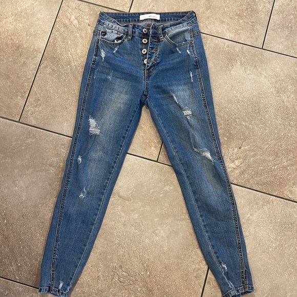 KanCan High Rise Button Fly Distressed Skinny Jeans Size 26 - Picture 4 of 6